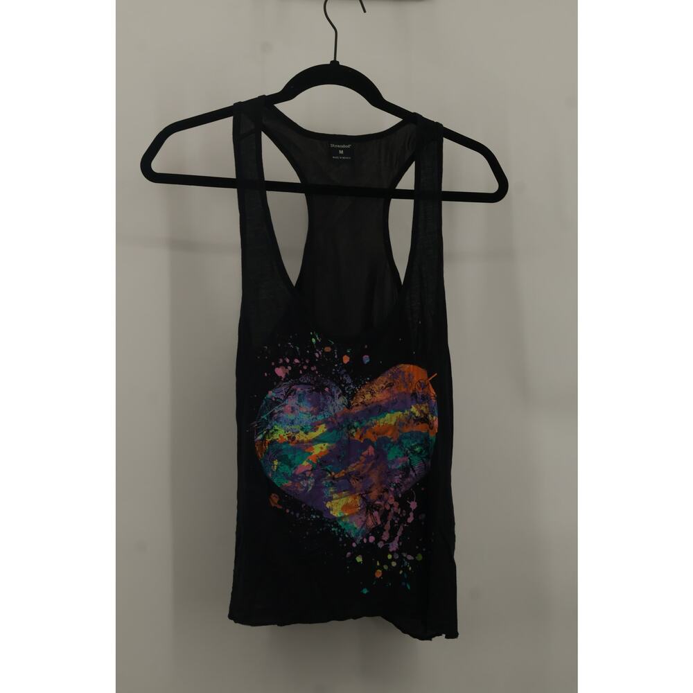 Stranded Womens  Racerback Tank Top Graphic Print Sleeveless Size M Black